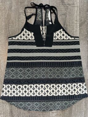 Athleta women’s Mosaic Geometric Print Tassel Halter Top XS